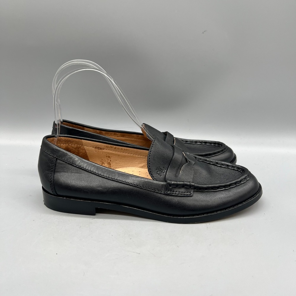 Lauren Ralph Lauren Shoes Womens 6 Black Leather Classic Penny Loafers Flats